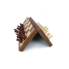 Szachy drewniane magnetyczne rozmiar turniejowy nr 4 - Mahoń intarsja (S-205)  