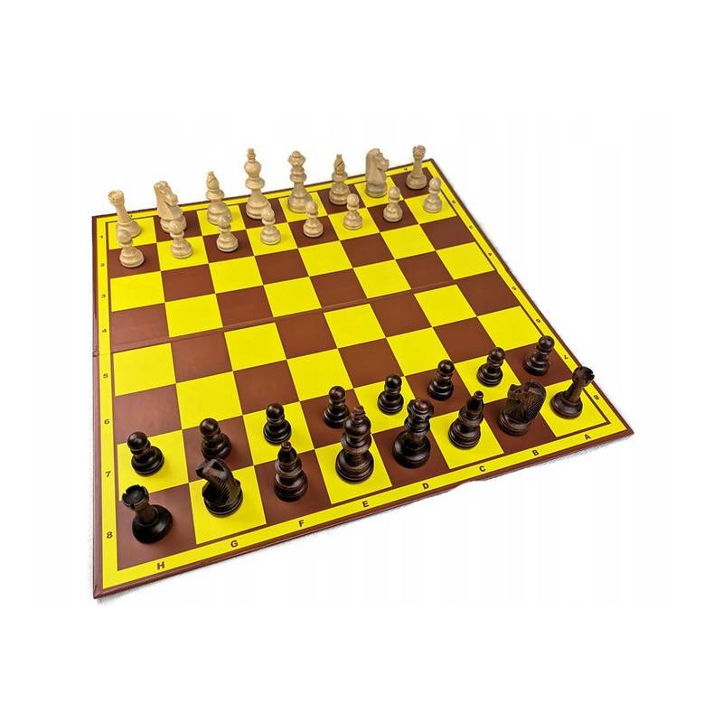 Zestaw "Startowy Młodego Szachisty" nr 2:  szachownica tekturowa + figury drewniane Staunton nr 5/II+ zegar elektroniczny DGT 10