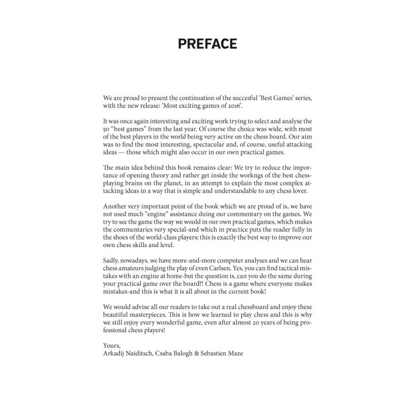 A. Naiditsch, C. Balogh, S. Mazé - Most Exciting Games of 2016 With Extensive Analysis (K-5228/2)