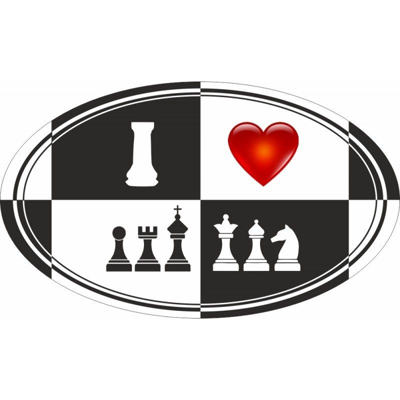 Naklejka I Love Chess 2 (A-93/bw)